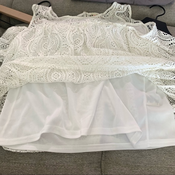 NWT White Lace Cold Shoulder American Beauty Blouse Large - Picture 10 of 14